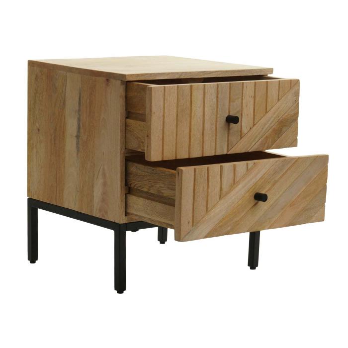 Nachttisch HWC-L95, Kommode Beistelltisch Nachtschrank Schrank, Schublade Mango-Holz 51x45x40cm, natur