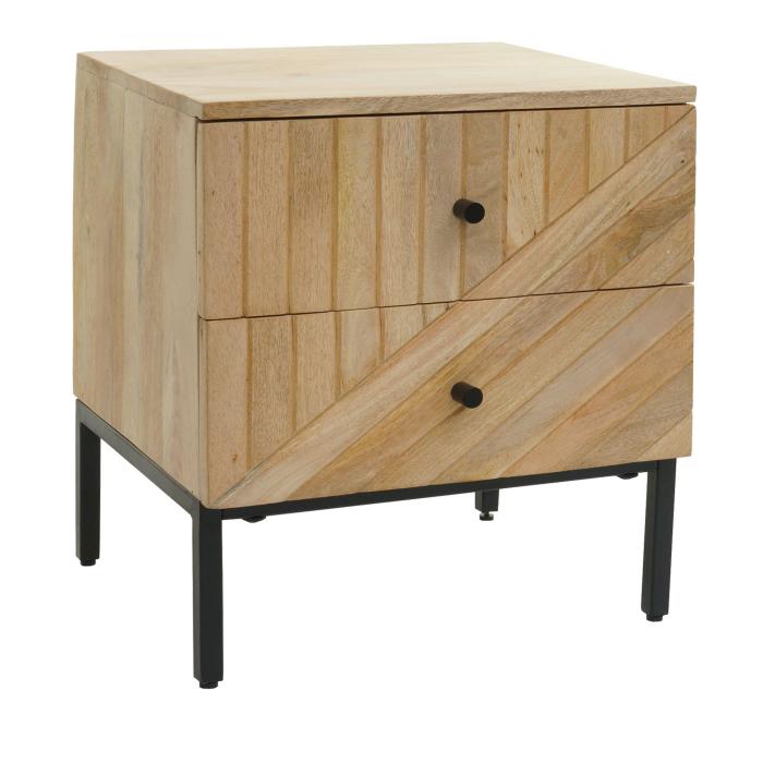 Nachttisch HWC-L95, Kommode Beistelltisch Nachtschrank Schrank, Schublade Mango-Holz 51x45x40cm, natur