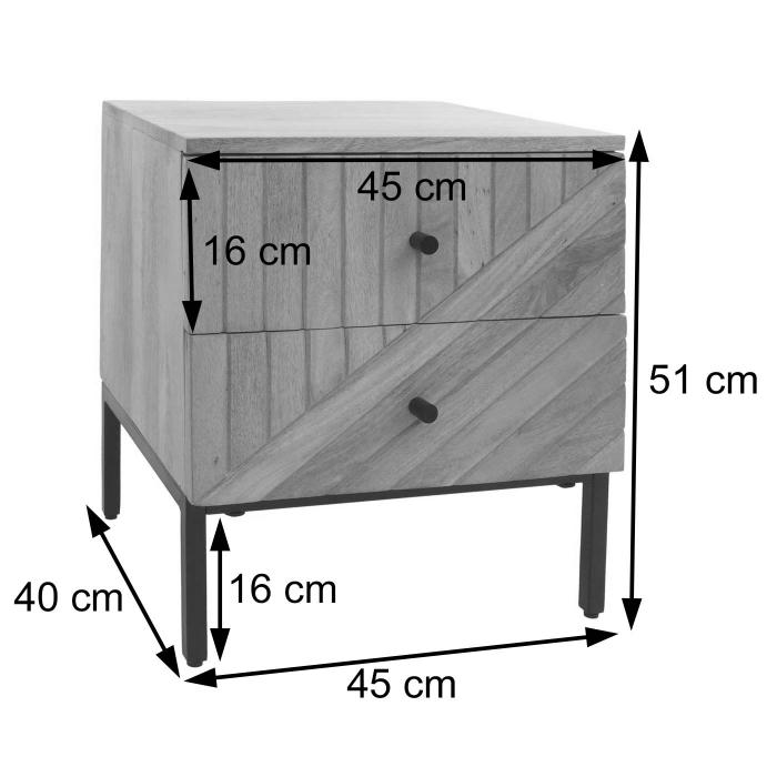 Nachttisch HWC-L95, Kommode Beistelltisch Nachtschrank Schrank, Schublade Mango-Holz 51x45x40cm, natur