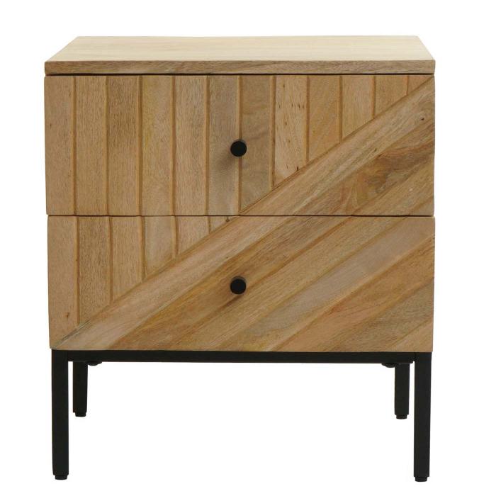 Nachttisch HWC-L95, Kommode Beistelltisch Nachtschrank Schrank, Schublade Mango-Holz 51x45x40cm, natur