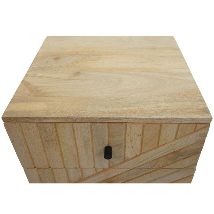 Nachttisch HWC-L95, Kommode Beistelltisch Nachtschrank Schrank, Schublade Mango-Holz 51x45x40cm, natur