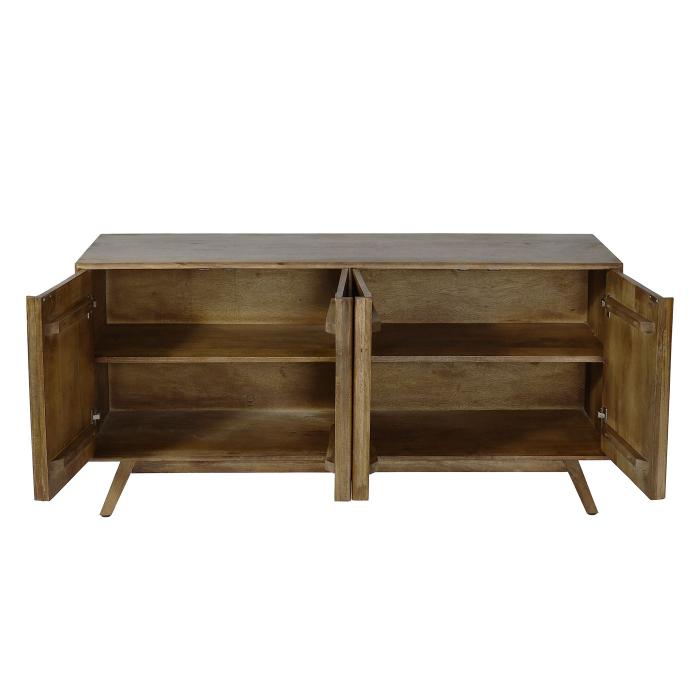 Sideboard HWC-L96, Kommode Schrank Anrichte, 4 Fcher und 4 Regalbden, Massiv-Holz Mango 72x146x43cm