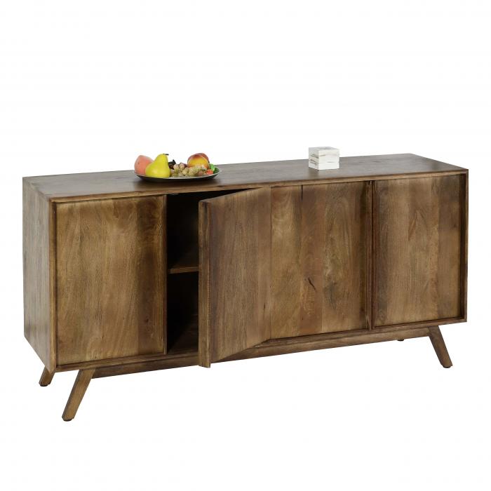 Retourenware | Sideboard HWC-L96, Kommode Schrank Anrichte, 4 Fcher und 4 Regalbden, Massiv-Holz Mango 72x146x43cm