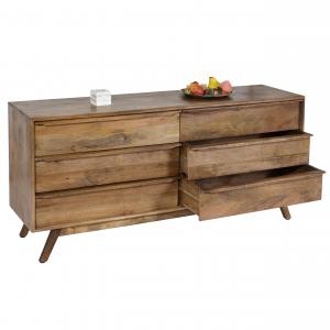 Kommode HWC-L96, Sideboard Schrank Anrichte, 6 Schubladen, Massiv-Holz Mango 72x150x42cm