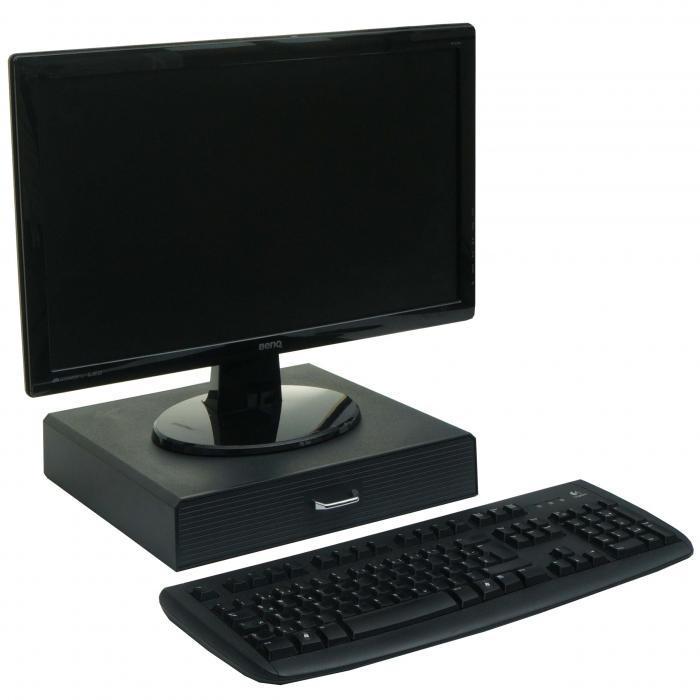 Monitorerhhung HWC-L98, Monitorstnder Bildschirmerhhung Aufbewahrungsbox mit Schublade 7x34x31cm