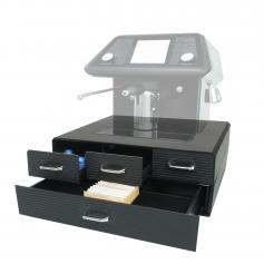 Schubladenbox für Kaffeekapseln/Teebeutel HWC-L99, Aufbewahrungsbox mit 4 Schubladen Kiste 13x34x31cm