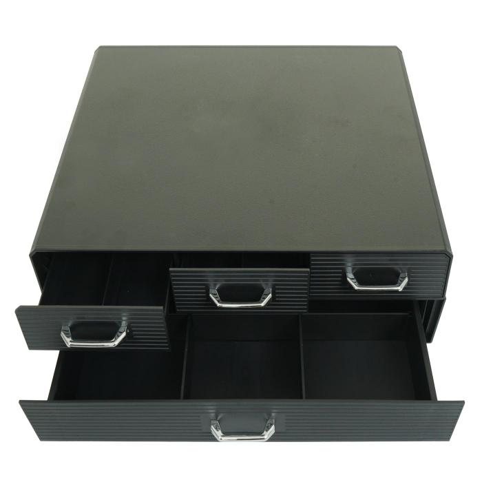 Monitorerhhung HWC-L99, Monitorstnder Bildschirmerhhung Aufbewahrungsbox mit 4 Schubladen und 15 Fchern 13x34x31cm