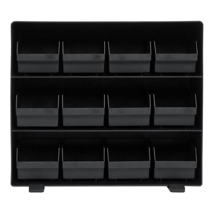 Aufbewahrungsbox HWC-M10, Lagersystem Kleinteileboxen, 12 herausnehmbare Fcher, 30x33x8cm schwarz