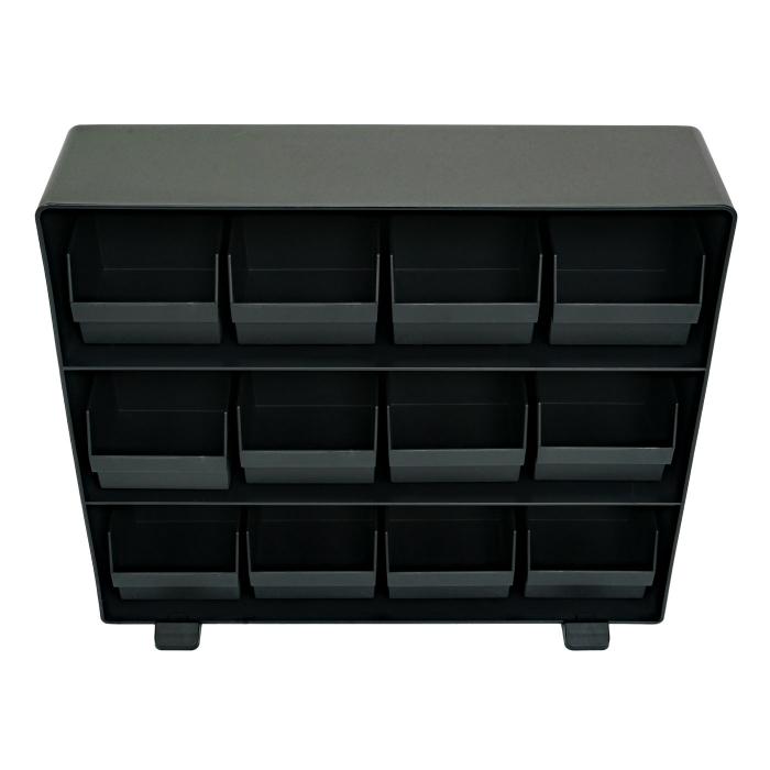 Aufbewahrungsbox HWC-M10, Lagersystem Kleinteileboxen, 12 herausnehmbare Fcher, 30x33x8cm schwarz