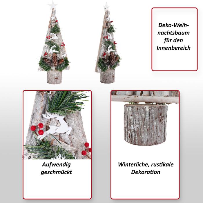 Deko-Weihnachtsbaum HWC-M16, Christbaum mit Stern Weihnachtsdekoration, Holz 57x23x10cm