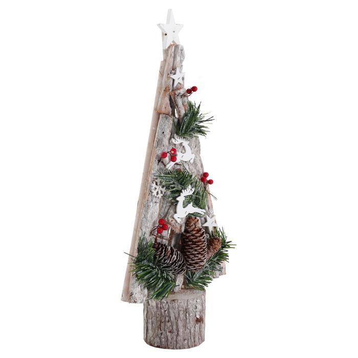 Deko-Weihnachtsbaum HWC-M16, Christbaum mit Stern Weihnachtsdekoration, Holz 57x23x10cm