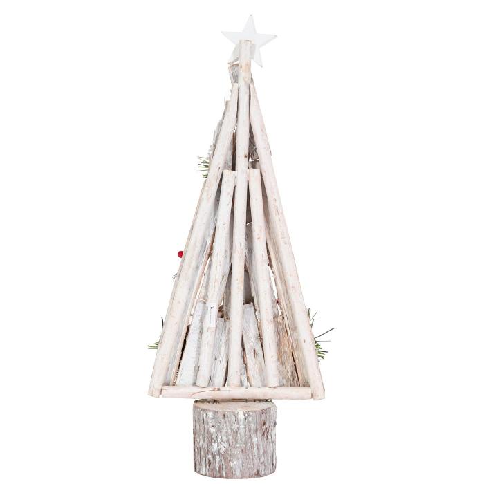 Deko-Weihnachtsbaum HWC-M16, Christbaum mit Stern Weihnachtsdekoration, Holz 57x23x10cm