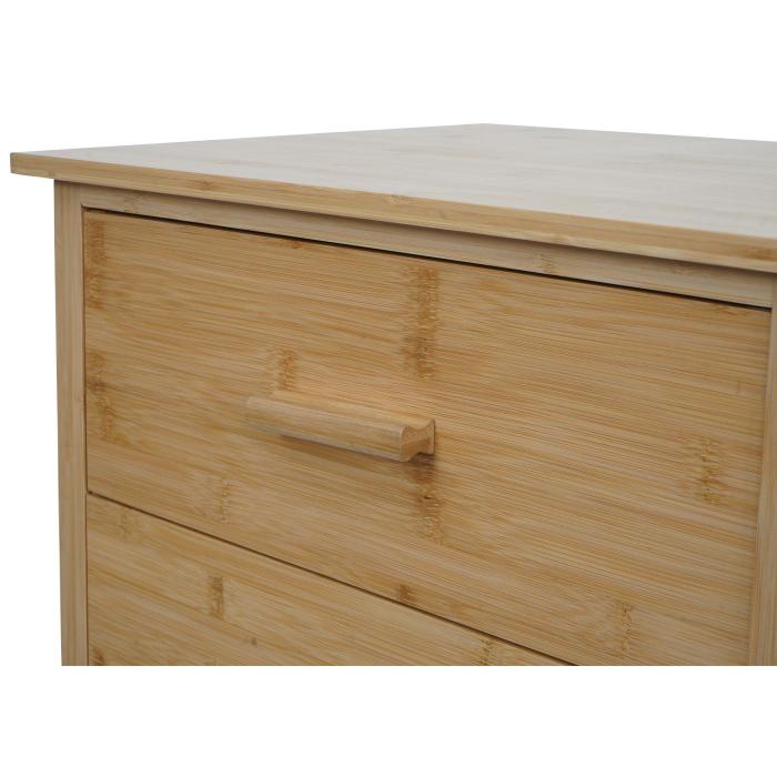 Bambus-Kommode HWC-M24, Badezimmerschrank Schrank Anrichte Badschrank Beistellschrank Regal, 5 Schubladen, 100x50x40cm