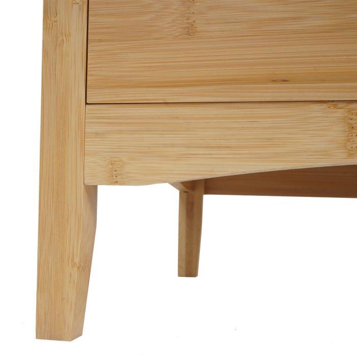 Bambus-Kommode HWC-M24, Badezimmerschrank Schrank Anrichte Badschrank Beistellschrank Regal, 5 Schubladen, 100x50x40cm