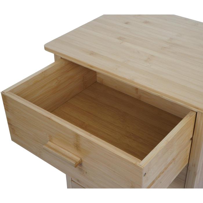 Bambus-Kommode HWC-M24, Badezimmerschrank Schrank Anrichte Badschrank Beistellschrank Regal, 5 Schubladen, 100x50x40cm