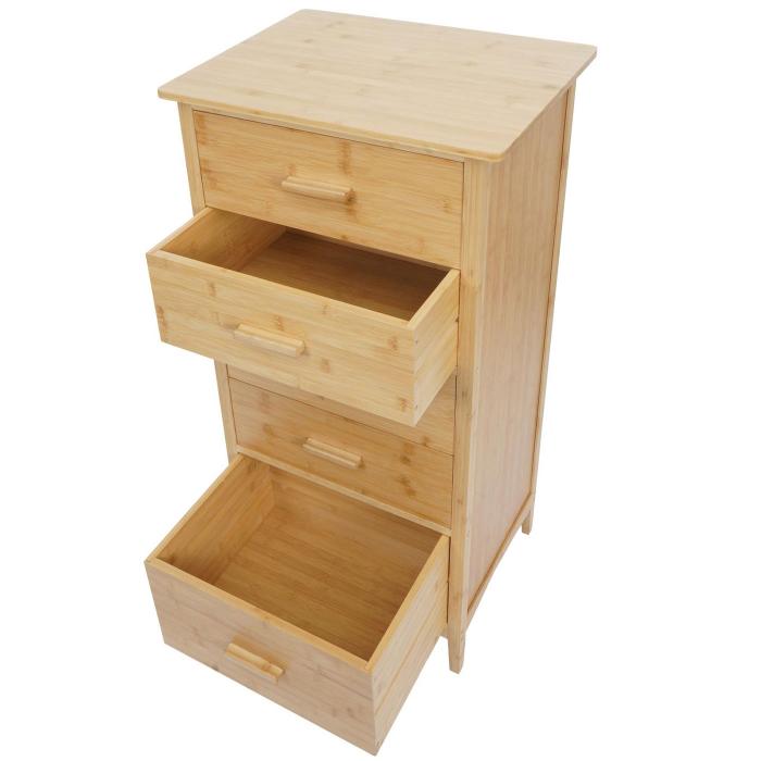 Bambus-Kommode HWC-M24, Badezimmerschrank Schrank Anrichte Badschrank Beistellschrank Regal, 5 Schubladen, 100x50x40cm