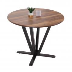 Bistrotisch HWC-M56, Tisch Esstisch, Massiv-Holz HPL Laminat Melamin 92cm, Sheesham Holz-Optik, dunkles Gestell