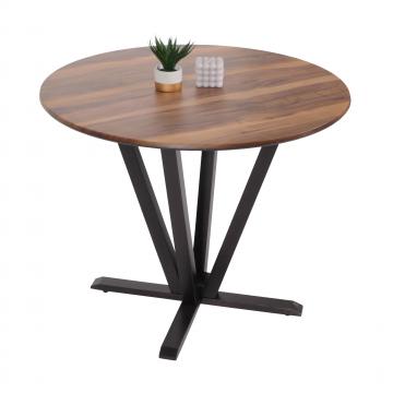 Bistrotisch HWC-M56, Tisch Esstisch, Massiv-Holz HPL Laminat Melamin 92cm, Sheesham Holz-Optik, dunkles Gestell