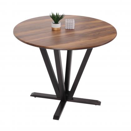 Bistrotisch HWC-M56, Tisch Esstisch, Massiv-Holz HPL Laminat Melamin 92cm, Sheesham Holz-Optik, dunkles Gestell