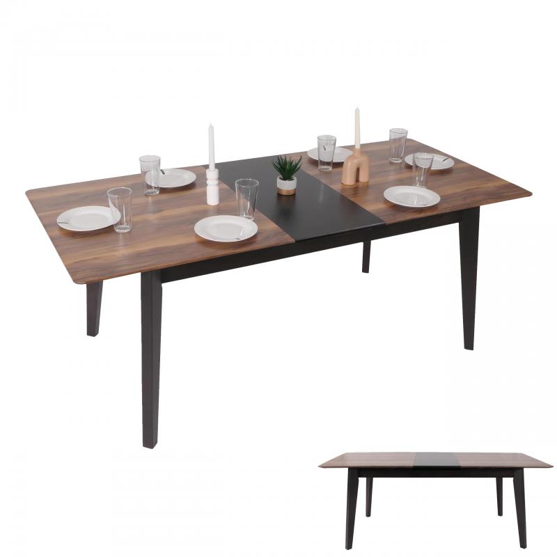 Esszimmertisch HWC-M57, Esstisch, Massiv-Holz Laminat Melamin 160-200x90cm, ausziehbar Sheesham Holz-Optik, dunkle Beine