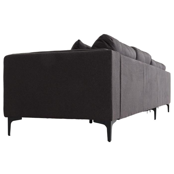Sofa-Garnitur HWC-M27, Couch Ecksofa L-Form, Liegeflche links/rechts, Massiv-Holz 293cm ~ Stoff/Textil dunkelgrau
