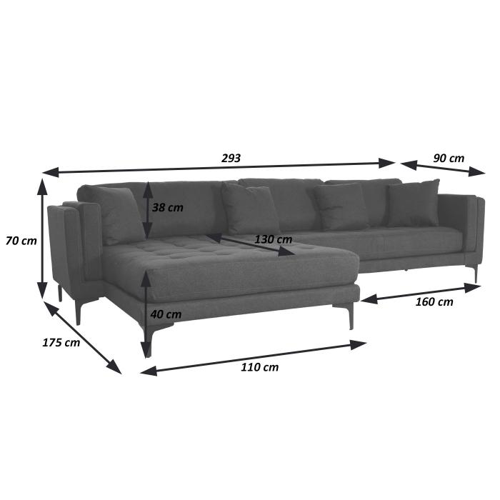 Sofa-Garnitur HWC-M27, Couch Ecksofa L-Form, Liegeflche links/rechts, Massiv-Holz 293cm ~ Samt dunkelblau