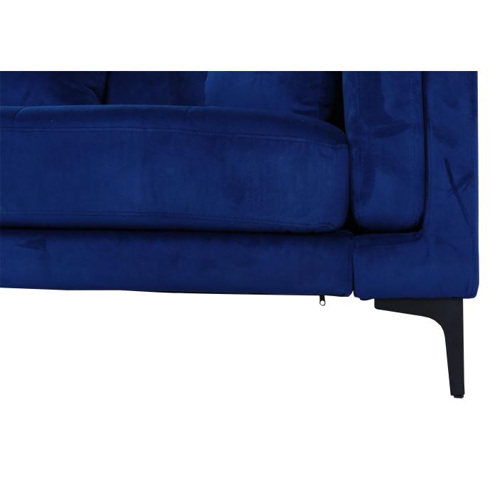 Retourenware | Sofa-Garnitur HWC-M27, Couch Ecksofa, Liegeflche links/rechts, Massiv-Holz 293cm ~ Samt dunkelblau