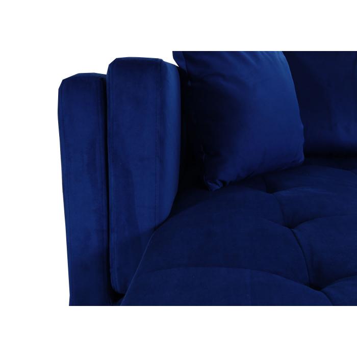 Retourenware | Sofa-Garnitur HWC-M27, Couch Ecksofa, Liegeflche links/rechts, Massiv-Holz 293cm ~ Samt dunkelblau