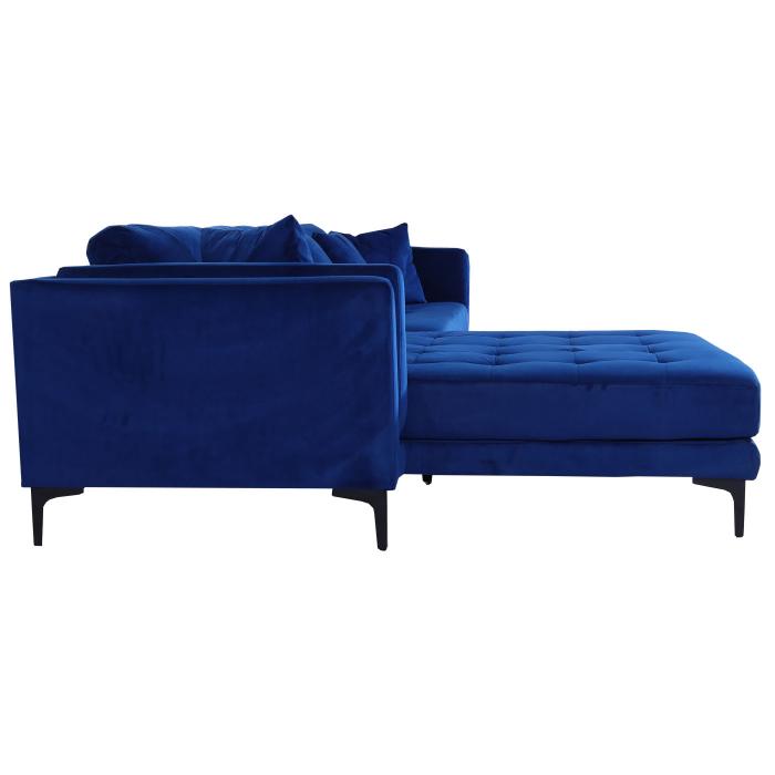 Retourenware | Sofa-Garnitur HWC-M27, Couch Ecksofa, Liegeflche links/rechts, Massiv-Holz 293cm ~ Samt dunkelblau