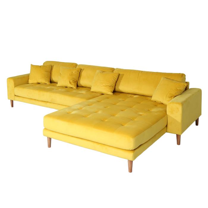 Ecksofa HWC-J54, Couch Sofa 3-Sitzer L-Form Liegeflche links/rechts 295cm ~ Samt gelb