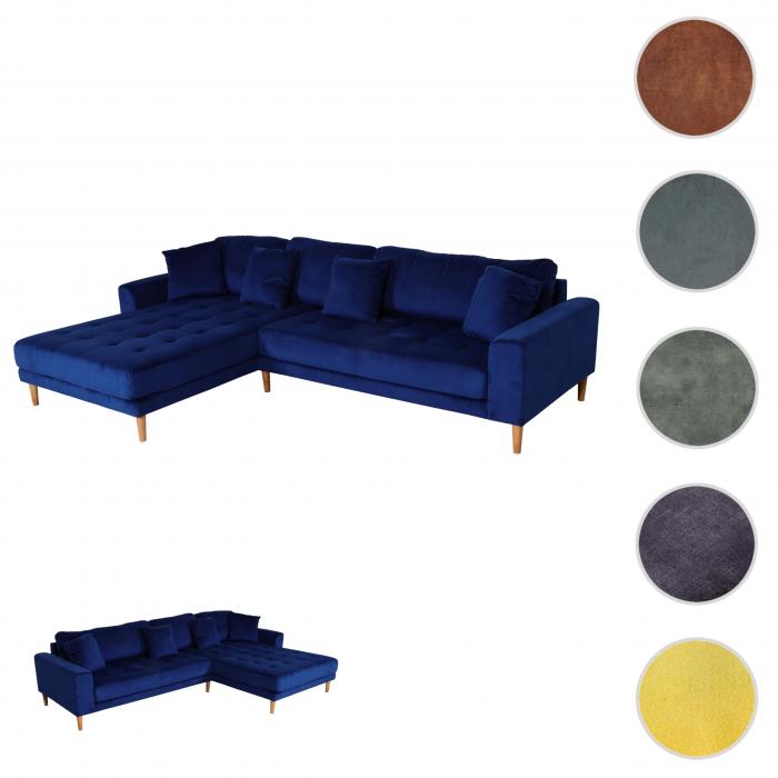 Ecksofa HWC-J54, Couch Sofa 3-Sitzer L-Form Liegeflche links/rechts 295cm ~ Samt blau