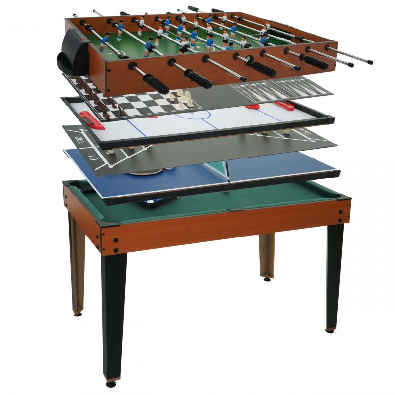 Tischkicker HWC-M33, Tischfuball Billard Hockey 7in1 Multiplayer Spieletisch, MDF 80x123x101cm