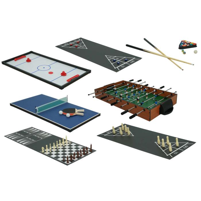 Tischkicker HWC-M33, Tischfuball Billard Hockey 7in1 Multiplayer Spieletisch, MDF 80x123x101cm