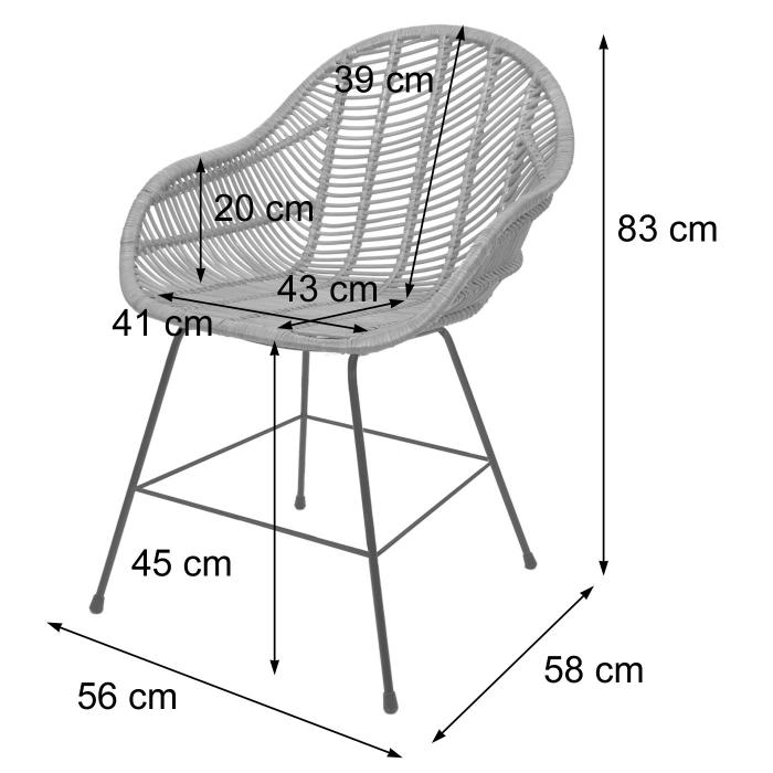 6er-Set Esszimmerstuhl HWC-M28, Kchenstuhl Korbstuhl Rattansessel Rattanstuhl Stuhl, Kubu Rattan Metall