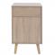 Beistelltisch HWC-M36, Kaffeetisch Nachttisch Loungetisch, Staufcher Schublade, Kubu Rattan Holz Melamin, Eiche-Optik