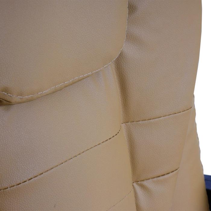 Brostuhl HWC-M80, Schreibtischstuhl Drehstuhl Chefsessel, ausziehbare Fusttze Kunstleder silbernes Fukreuz ~ taupe