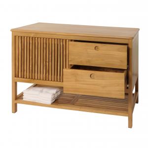 Teak-Kommode HWC-M70, Sideboard, Schiebetre Schubladen, hochwertiges B-Grade-Teak (Kernholz, 20-30 Jahre), 81x106x55cm