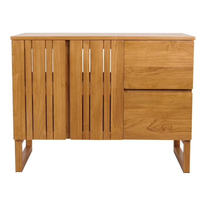 Teak-Waschbeckenunterschrank HWC-M72, Waschtisch Schrank, hochwertiges B-Grade-Teak (Kernholz, 20-30 Jahre), 82x106x56cm