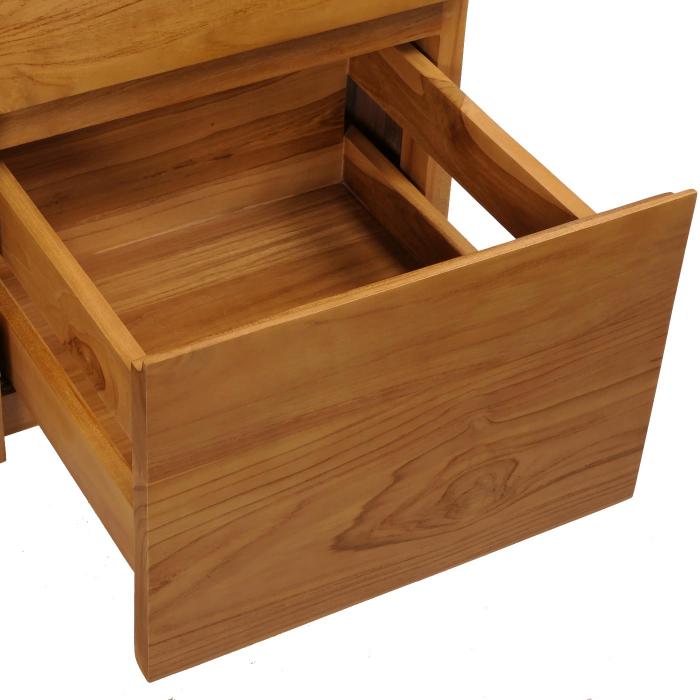 Teak-Badezimmer-Set HWC-M72, Waschtisch Hochschrank Wandregal Wandspiegel Waschbecken, hochwertiges B-Grade-Teak