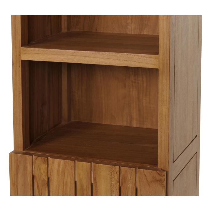 Teak-Hochschrank HWC-M72, Badschrank, 2 Tren 6 Fcher, hochwertiges B-Grade-Teak (Kernholz, 20-30 Jahre) 181x40x35cm