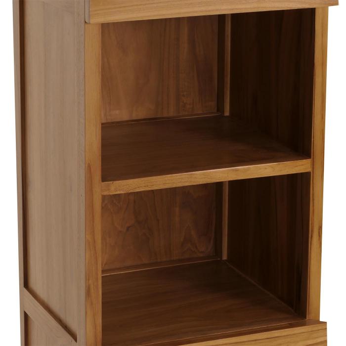 Teak-Hochschrank HWC-M73, Badschrank, 2 Tren 6 Fcher, hochwertiges B-Grade-Teak (Kernholz, 20-30 Jahre) 181x40x35cm