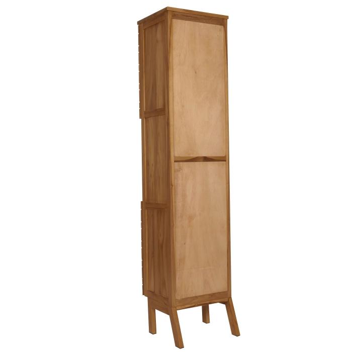 Teak-Hochschrank HWC-M73, Badschrank, 2 Tren 6 Fcher, hochwertiges B-Grade-Teak (Kernholz, 20-30 Jahre) 181x40x35cm