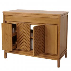 Teak-Waschbeckenunterschrank HWC-M74, Waschtisch Schrank, hochwertiges B-Grade-Teak (Kernholz, 20-30 Jahre), 86x106x56cm