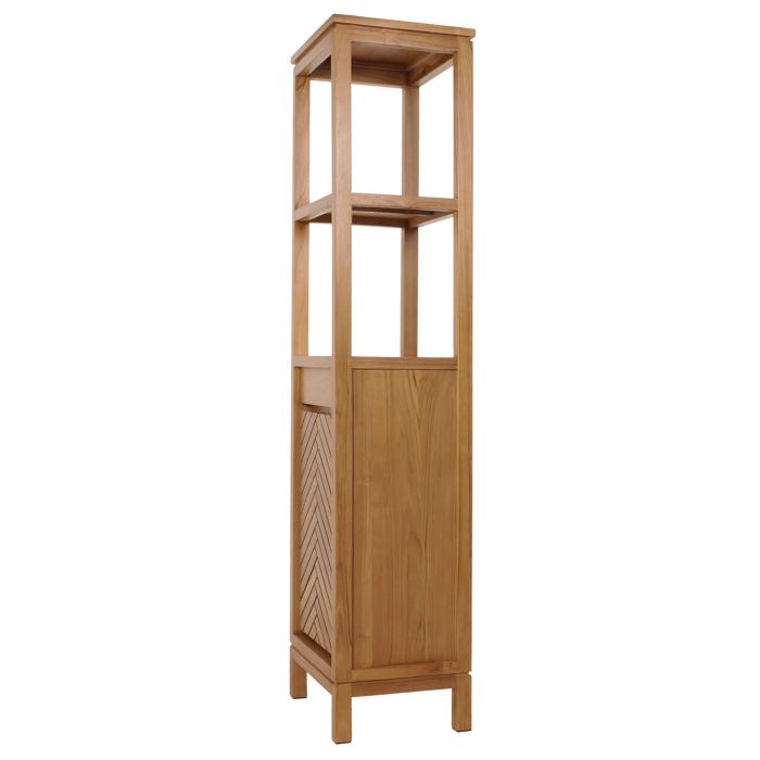 Teak-Badezimmer-Set HWC-M74, Waschtisch Hochschrank Wandregal Wandspiegel Waschbecken, hochwertiges B-Grade-Teak