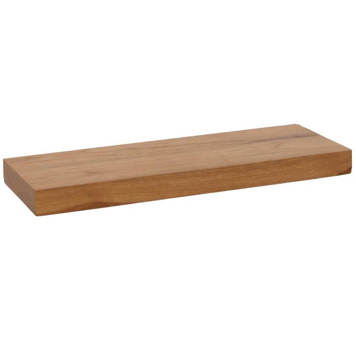 Teak-Wandregal HWC-M74, Badregal Hngeregal Regal, hochwertiges B-Grade-Teak (Kernholz, 20-30 Jahre), 3x41x14cm