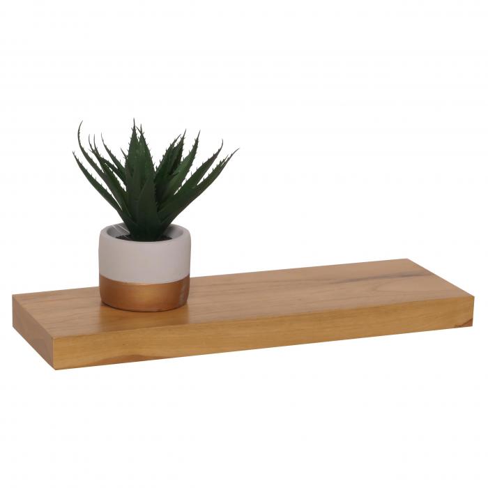 Teak-Wandregal HWC-M74, Badregal Hngeregal Regal, hochwertiges B-Grade-Teak (Kernholz, 20-30 Jahre), 3x41x14cm