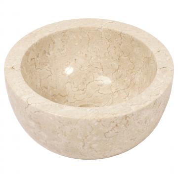 Marmor-Waschbecken HWC-M78, Aufsatzwaschbecken Waschplatz Waschschale Badezimmer, Naturstein 30x15cm, creme-wei