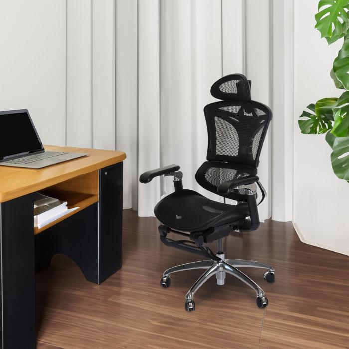 SIHOO Brostuhl, Schreibtischstuhl Drehstuhl, ergonomisch, Lordosensttze Fusttze 3D-verstellbare Armlehnen schwarz