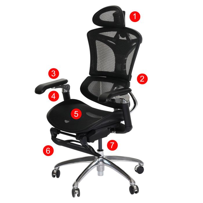 Brostuhl HWC-J93b, Schreibtischstuhl Drehstuhl, ergonomisch, Lordosensttze Fusttze 3D-verstellbare Armlehnen schwarz