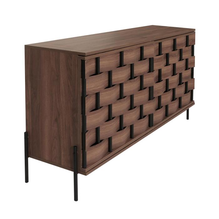 Sideboard HWC-M44, Kommode Schrank Anrichte, 3D-Flecht-Design Push-to-open Tren 152x80x40cm, braun